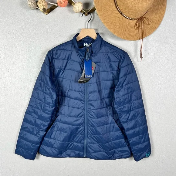 Huk Waypoint Primaloft Insulated Lightweight Packable Jacket Navy Large NWT